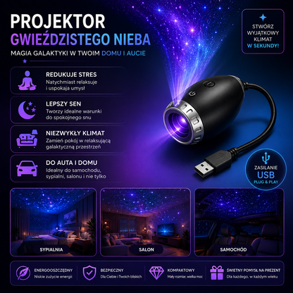 AstroBeam™ – Projektor Galaktyki LED USB do Samochodu i Pokoju